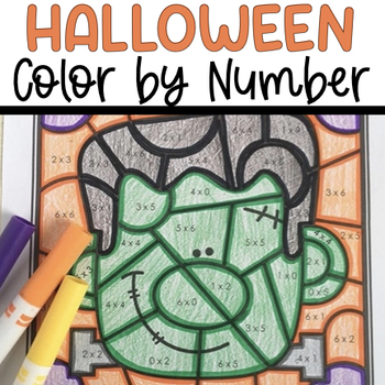 Preview of Halloween Color by Number Multiplication Activities