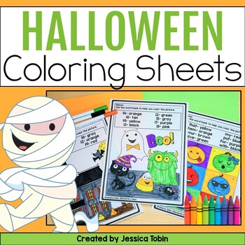 Preview of Halloween Coloring Pages - Halloween Color by Number and Sight Word - Fall