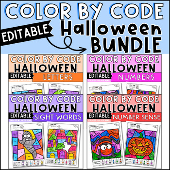 Preview of Halloween Color by Sight Word, Letter, Number and Number Sense Activities