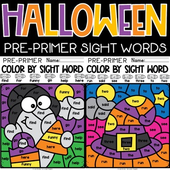 Preview of Halloween Color by Sight Word Practice Worksheets for Preschool All 40 Words!