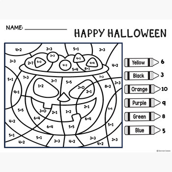 Halloween Color by number Addition and Subtraction Practice - Math ...