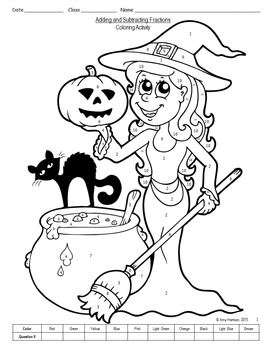 Halloween Coloring Activity - Adding and Subtracting Fractions by Amy ...