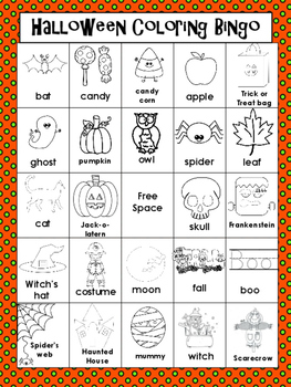 Halloween Coloring Bingo Game & Mini Word Wall by Children Heart Books