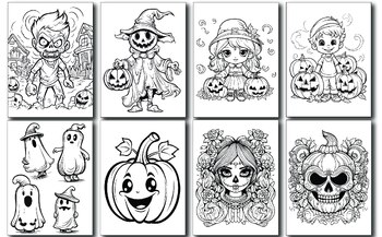 Halloween Coloring Book For Kids & Teens Cute Horror & Spooky