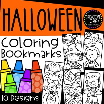 Preview of Halloween Coloring Bookmarks {Made by Creative Clips Clipart}