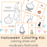 Halloween Coloring Kit: Vocabulary Flashcards and Sheet