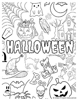 Halloween Coloring Page by Project Education | TPT