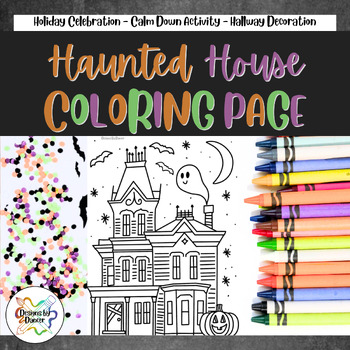 Halloween Coloring Page/Coloring Sheet - Haunted House by Designs By Dancer