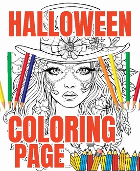 Preview of Halloween Coloring Page- Halloween Witch clipart For Kids and Adult