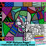 Halloween Coloring Page Skull Halloween Pop Art Coloring A
