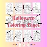 Halloween Coloring Page little witch cute