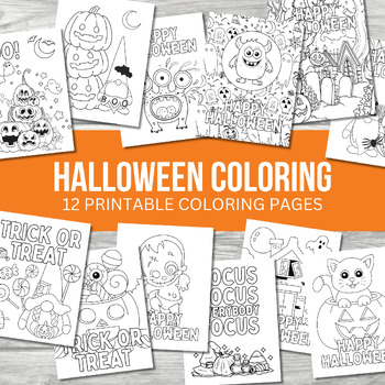 Preview of Halloween Coloring Pages Bundle, Printable PDF