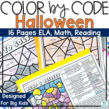 Preview of Halloween Coloring Pages Color by Number Sheet Reading Math Grammar Morning Work