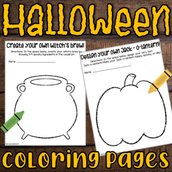 Preview of Halloween Coloring Pages Design a Pumpkin Witch Hat Cat Drawing Activities