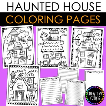 Preview of Halloween Coloring Pages: Haunted House Coloring Pages