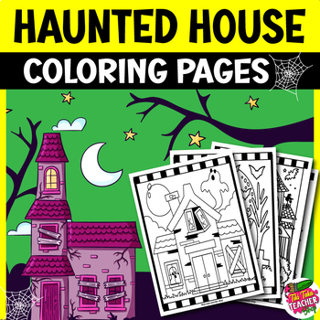 Halloween Coloring Pages | Haunted House Coloring Pages | TPT