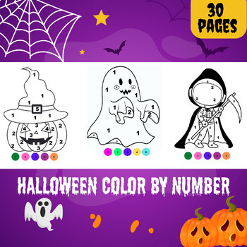 Preview of Halloween Color by Code Activities Math Addition and Subtraction ,fall activites