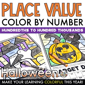 Preview of Halloween Coloring Pages Place Value Morning Homework Work Color by Number