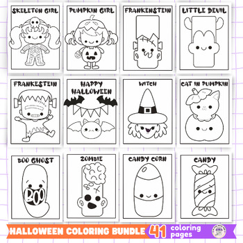 Preview of Halloween Coloring Pages and Doodles Bundle