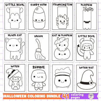 Cute Halloween Activity Bundle Halloween Coloring Pages 