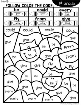 Halloween Coloring Sheets With 1st Grade Sight Words By Teaching Second Grade