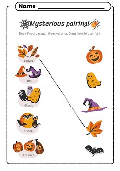 Preview of Halloween Coloring and Matching - work sheet for Kids