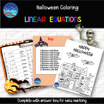Preview of Halloween Coloring with One-Step Linear Equations