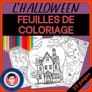 Halloween | Colouring Pages | Feuilles de coloriage | French | TPT