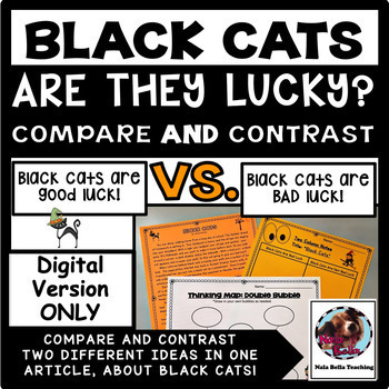 Preview of Halloween Compare and Contrast Black Cats: Google Slides Ready!