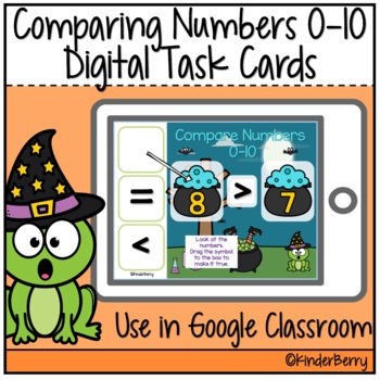 Preview of Halloween Comparing Numbers 0-10 Interactive Google Classroom