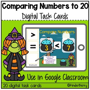 Preview of Halloween Comparing Numbers 0-20 Interactive Google Classroom