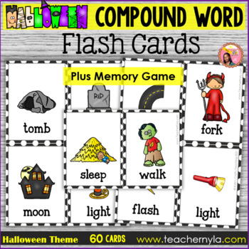 Preview of Halloween Compound Word Flash Cards