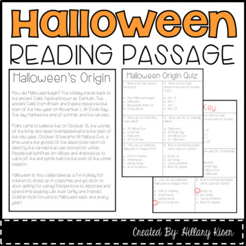 Preview of Halloween Reading Passage