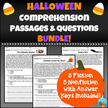 Preview of Halloween Comprehension Passages and Questions
