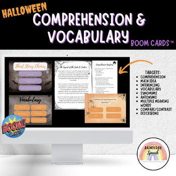 Preview of Halloween Comprehension Speech Therapy Boom Cards