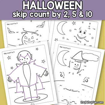 Preview of Halloween Connect the Dots - Dot to Dot Skip Counting by 2, 5, 10 Worksheets