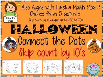Preview of Halloween Connect the Dots Skip Count by 10  Great Math Center!