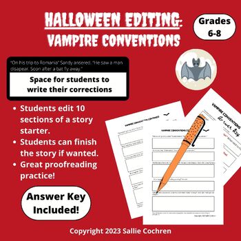 Preview of Halloween Editing: Vampire Conventions (Grades 6-8)