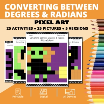 Preview of Halloween: Converting Between Degrees and Radians Pixel Art Activity