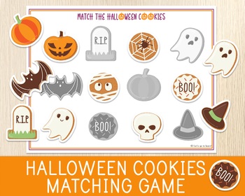 Preview of Halloween Cookies Matching Game, Preschool Halloween Worksheet, Busy Book