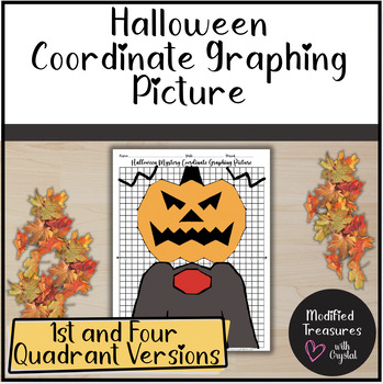 Preview of Halloween Coordinate Graphing Picture- Four Quadrant & 1st Quadrant Versions