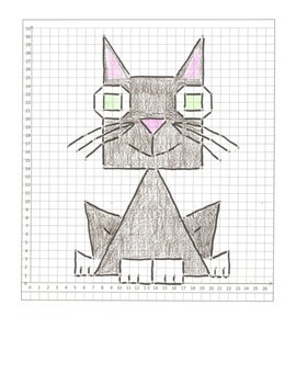 Preview of Halloween Coordinate Graphing Pictures : Cat Bat Owl : All quadrant one