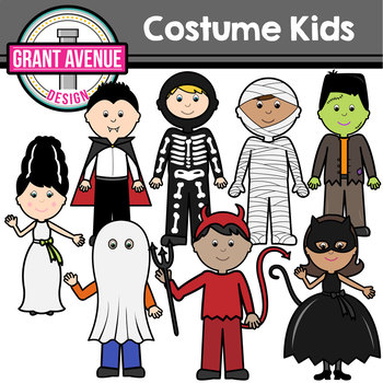 Halloween Costume Kids Clipart by Grant Avenue Design | TPT