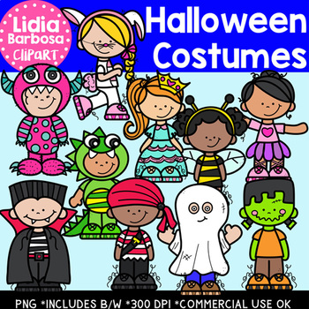 Halloween Costume Kids Clipart by Lidia Barbosa Clip Art | TpT