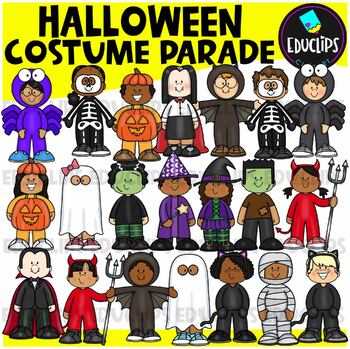 Preview of Halloween Costume Parade Clip Art Set {Educlips Clipart}