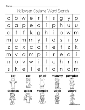 halloween costume word search by first grade fanatics tpt