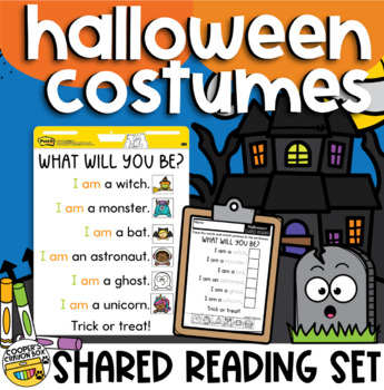 Preview of Halloween Costumes | Shared Reading Set | Project & Trace Chart, Sight Words