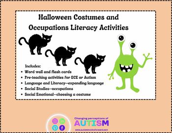 Preview of Halloween Costumes and Occupations Literacy Activities