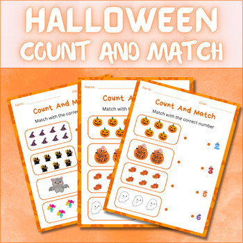 Preview of Halloween Count and Match Math Activity | Math for Elementary Kindergarten PreK