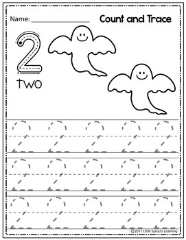 Halloween Count and Trace - Numbers 1-20 by Little Sprouts Learning